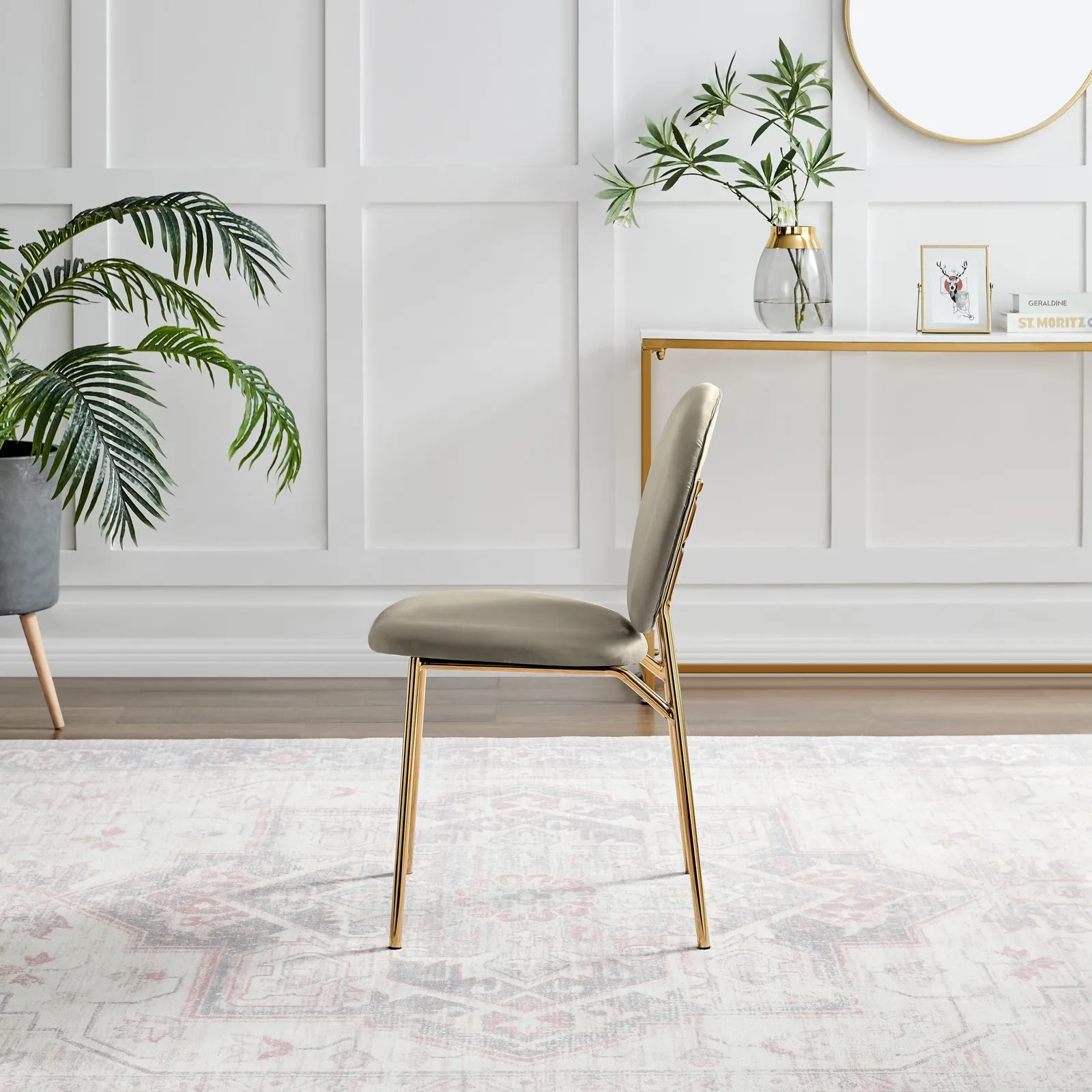 FurnitureboxUK Set of 2 Ivy Modern Velvet Dining Chairs On Gold Legs - Vintage Retro Nod in Taupe 6