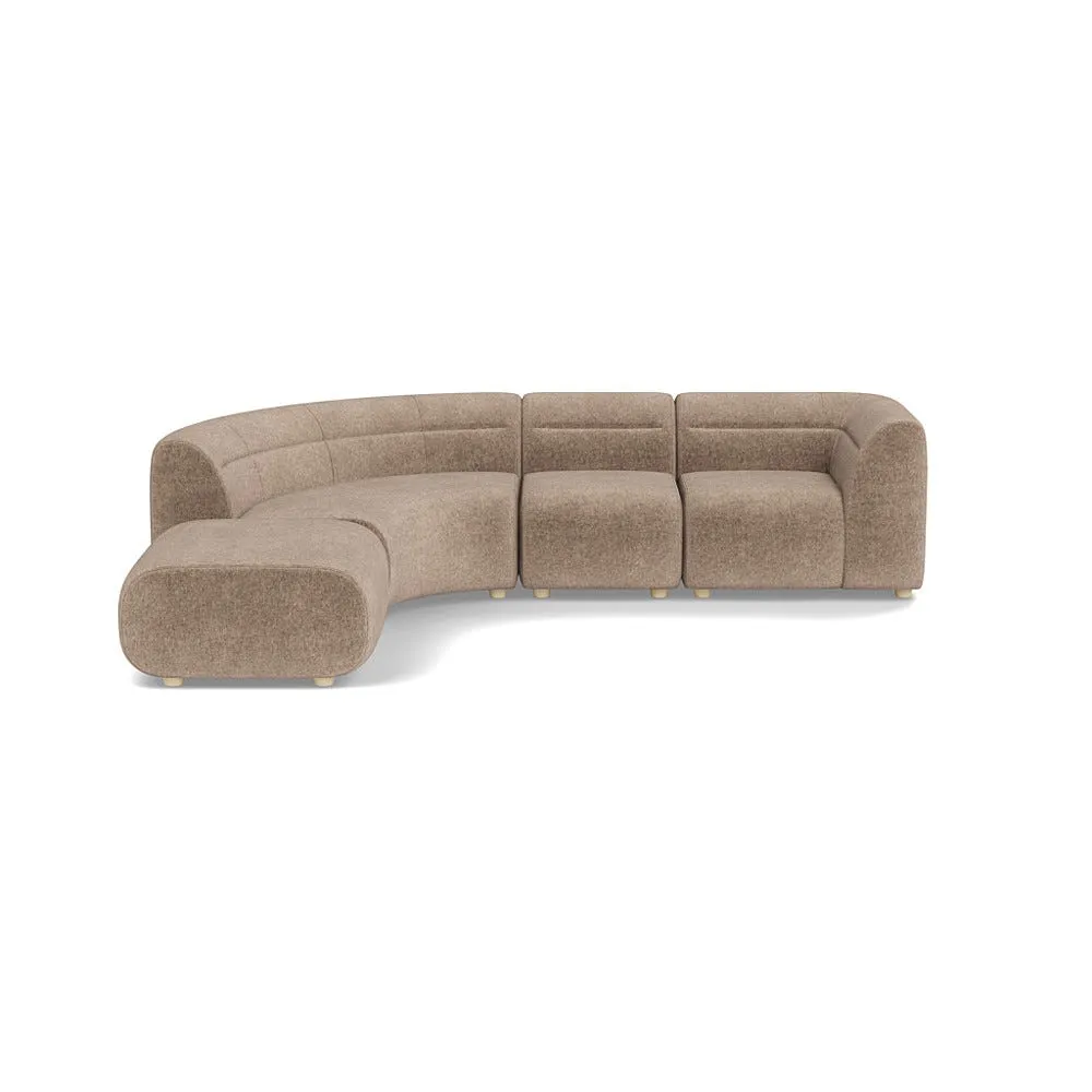 Heal's Lilli Left Hand Facing Curved Corner Sofa Boucle Velvet Rocky Natural Beech Feet 1