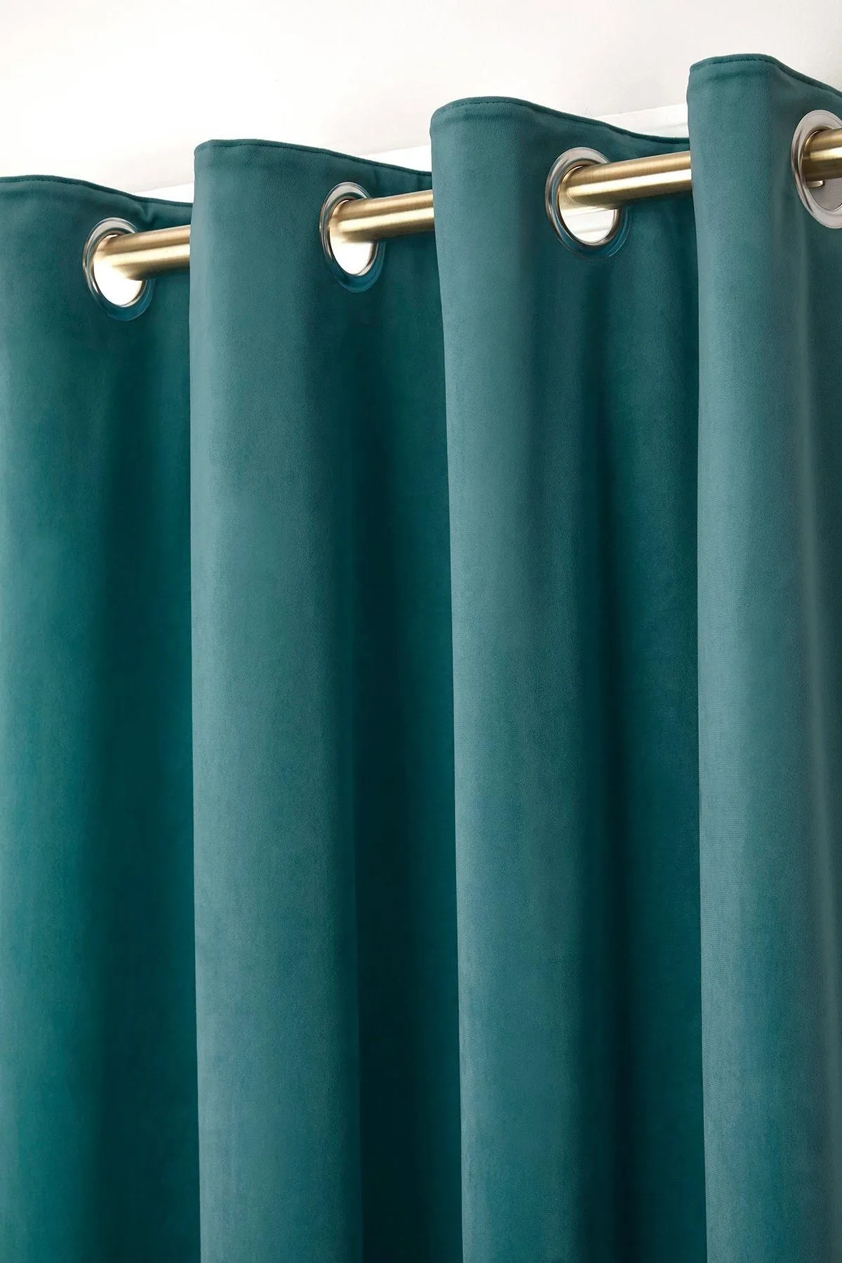 Laurence Llewelyn-Bowen Montrose' Velvet Blackout-Coated Pair of Eyelet Curtains in Teal 2