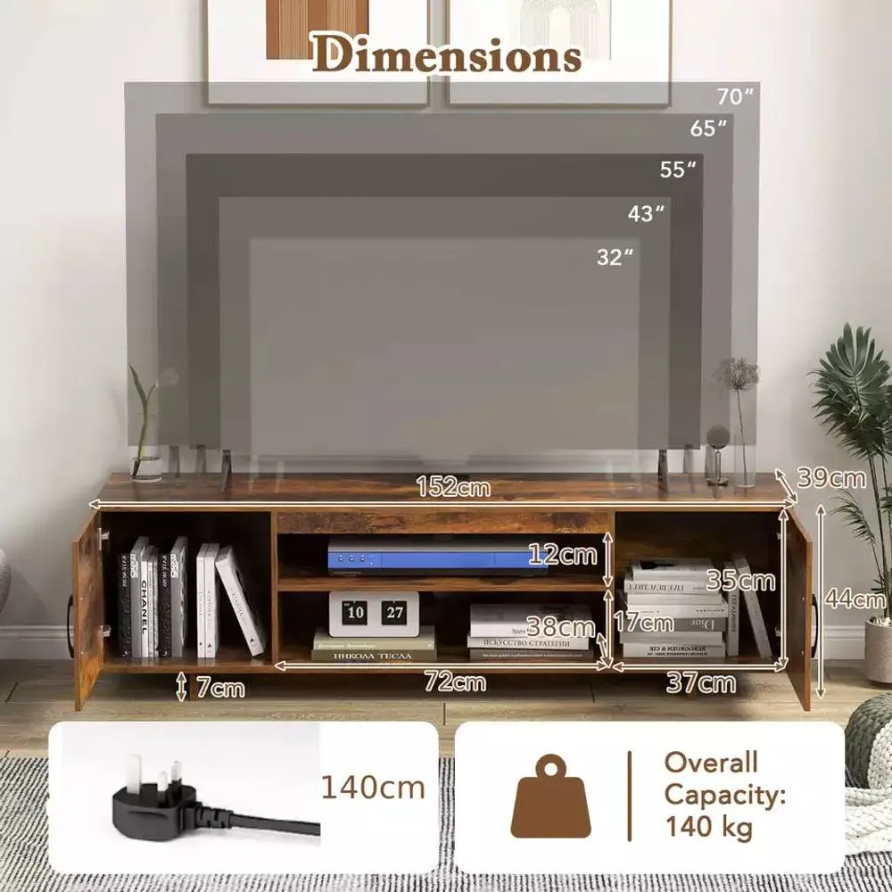 Costway 152 cm Entertain Center TV Stand for TVs up to 70 Inches in Brown 2