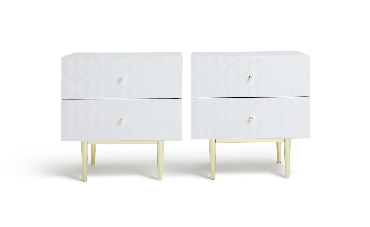 Habitat Mayfair 2 Bedside Tables Set - White Glass