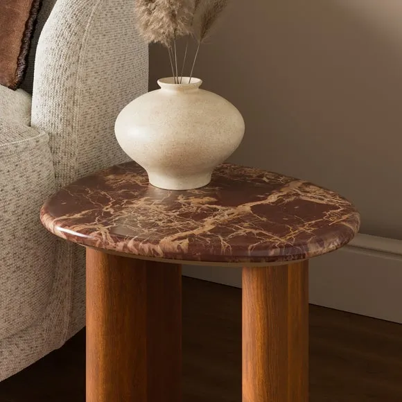 Pondus Side Table, Real Cherry Marble and Mango Wood 2