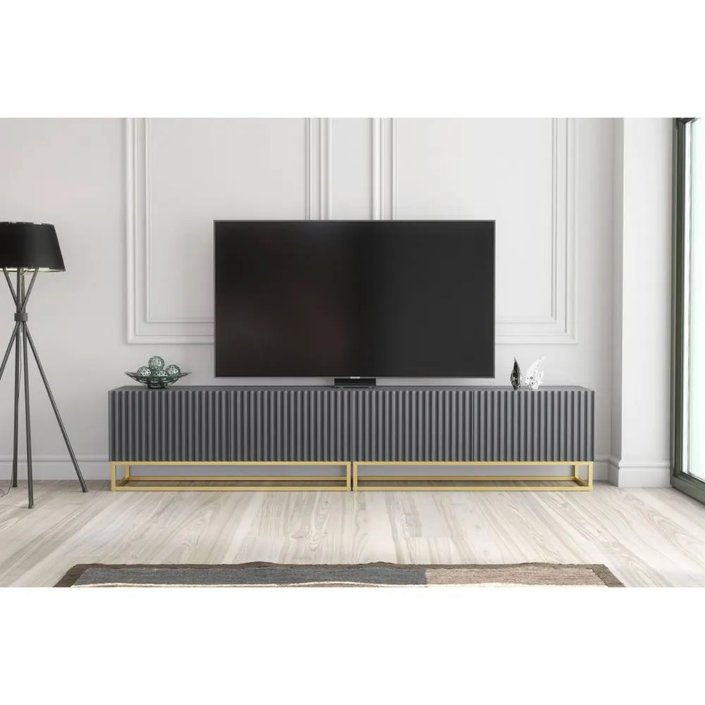 Creative Furniture Ripple Duo TV Unit 200cm - Dark Grey with Fluted Doors 3
