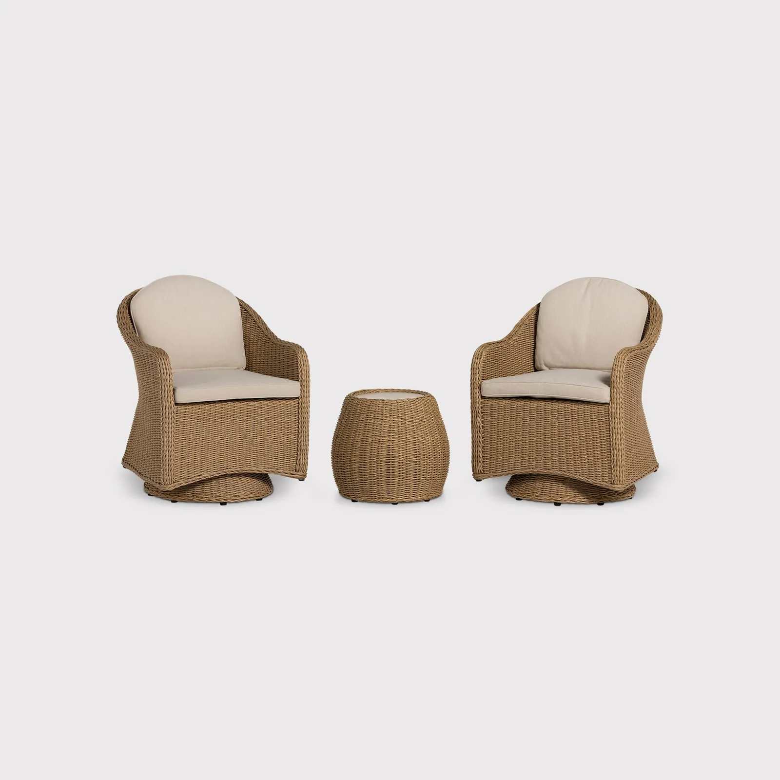 Garda Swivel Chair Duo Bistro Set, Rattan, Neutral | Barker & Stonehouse 5