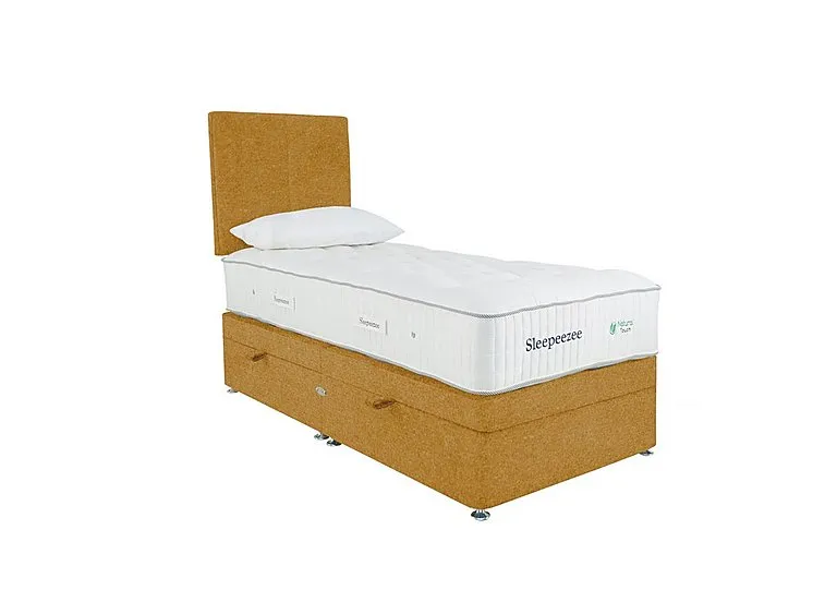 Natural Touch 3000 Side Ottoman Divan Set - Single - Tweed Mustard