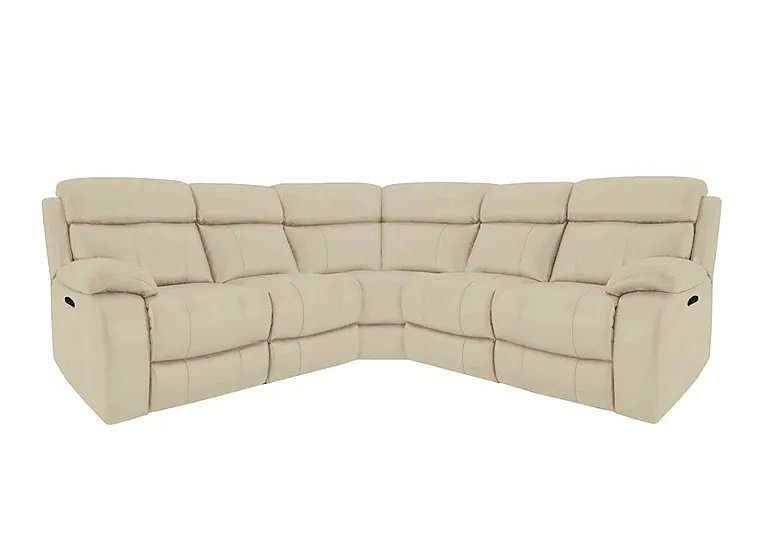 Moreno NC Leather Power Recliner Corner Sofa with Power Headrests - NC Bisque