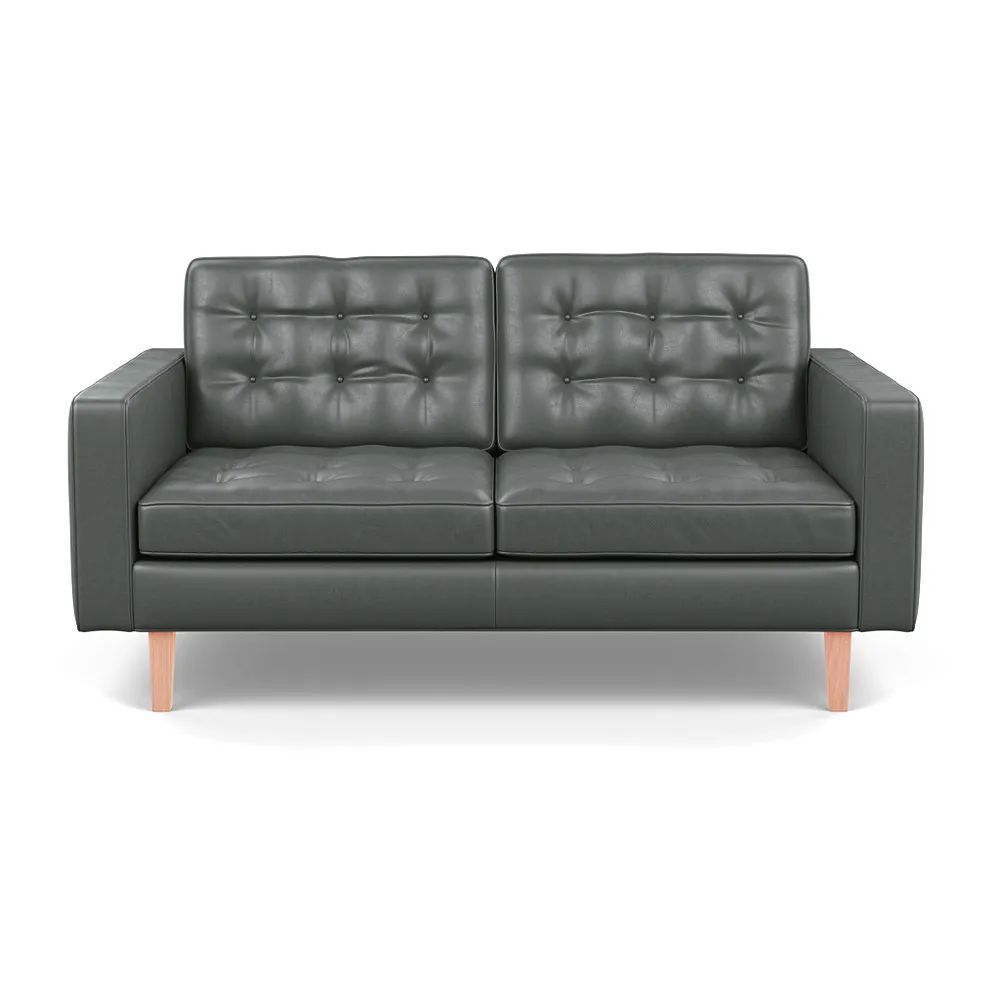 Heal's Hepburn 2 Seater Daino Leather Steel Natural Feet 1