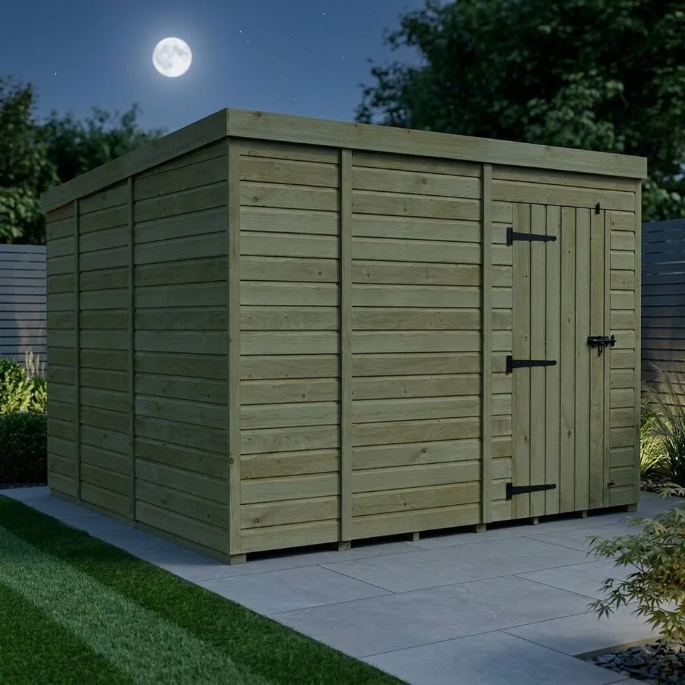 Buttercup Farm 9ft x 9ft Pent Garden Shed Single Door No Windows - Timber in Brown 3