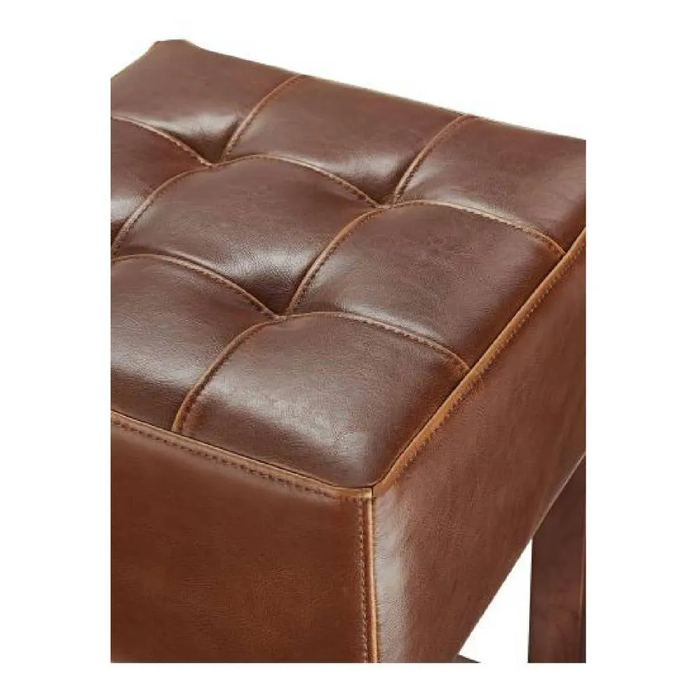 netfurniture Primo Walnut Wooden Bar Stool with Brown Bonded Leather Seat 6
