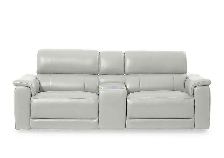 Genius Leather 3 Seater Power Recliner Media Sofa with Power Headrests, Power Lumbar and Heated Seats