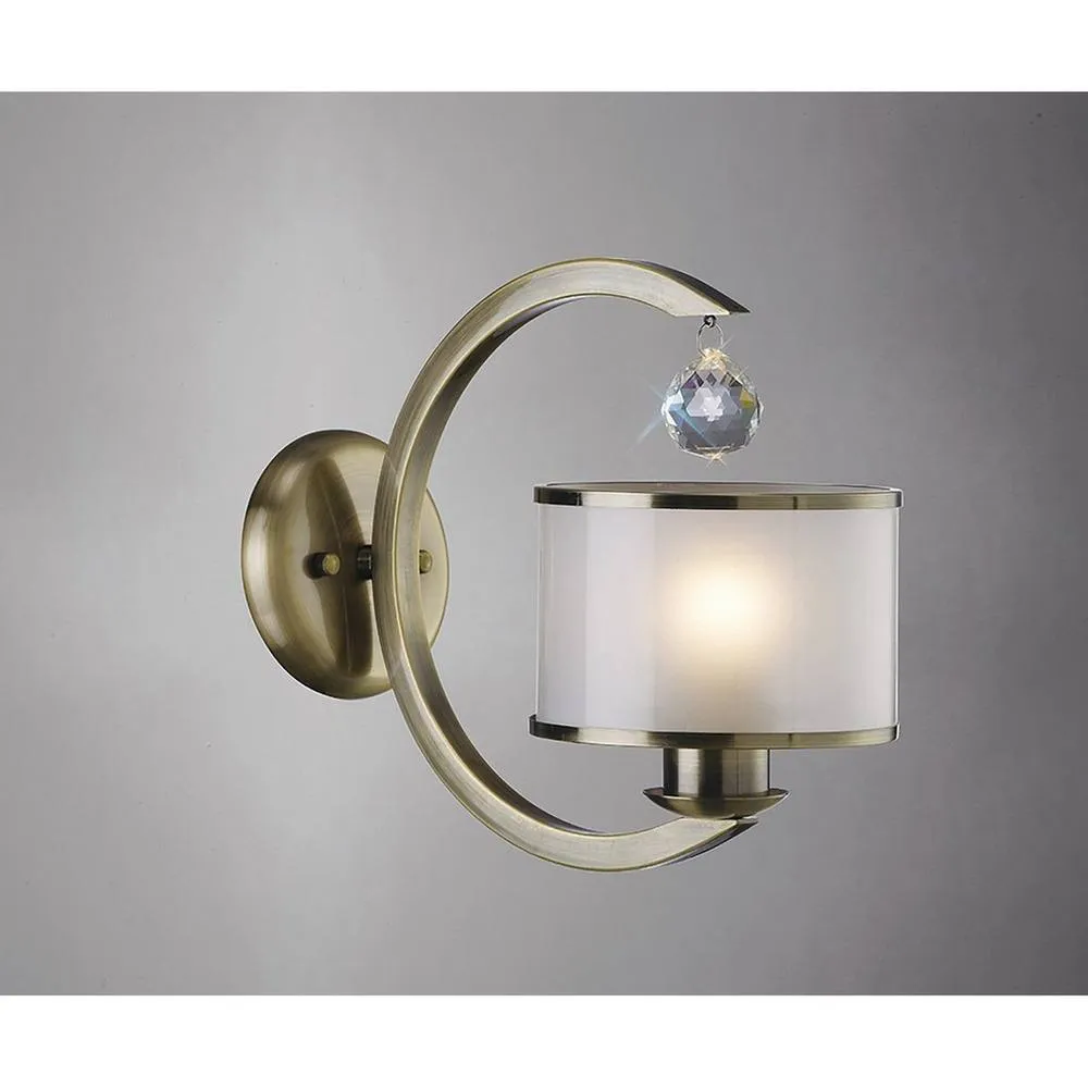 Netlighting Lincoln Wall Lamp E27 Antique BrassGlassCrystal in Bronze 2