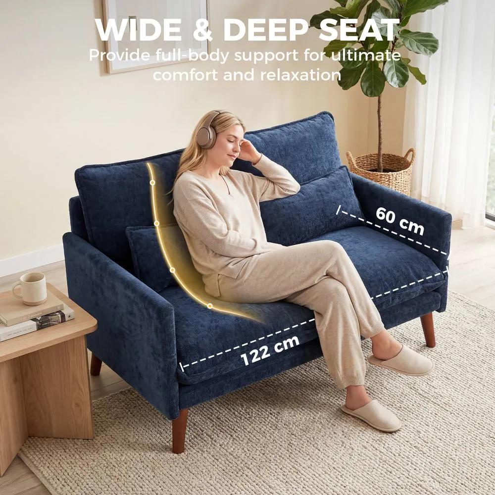 HOMCOM 2 Seater Sofa, Modern Loveseat with Spring Cushions, Wide Seat, Blue 5