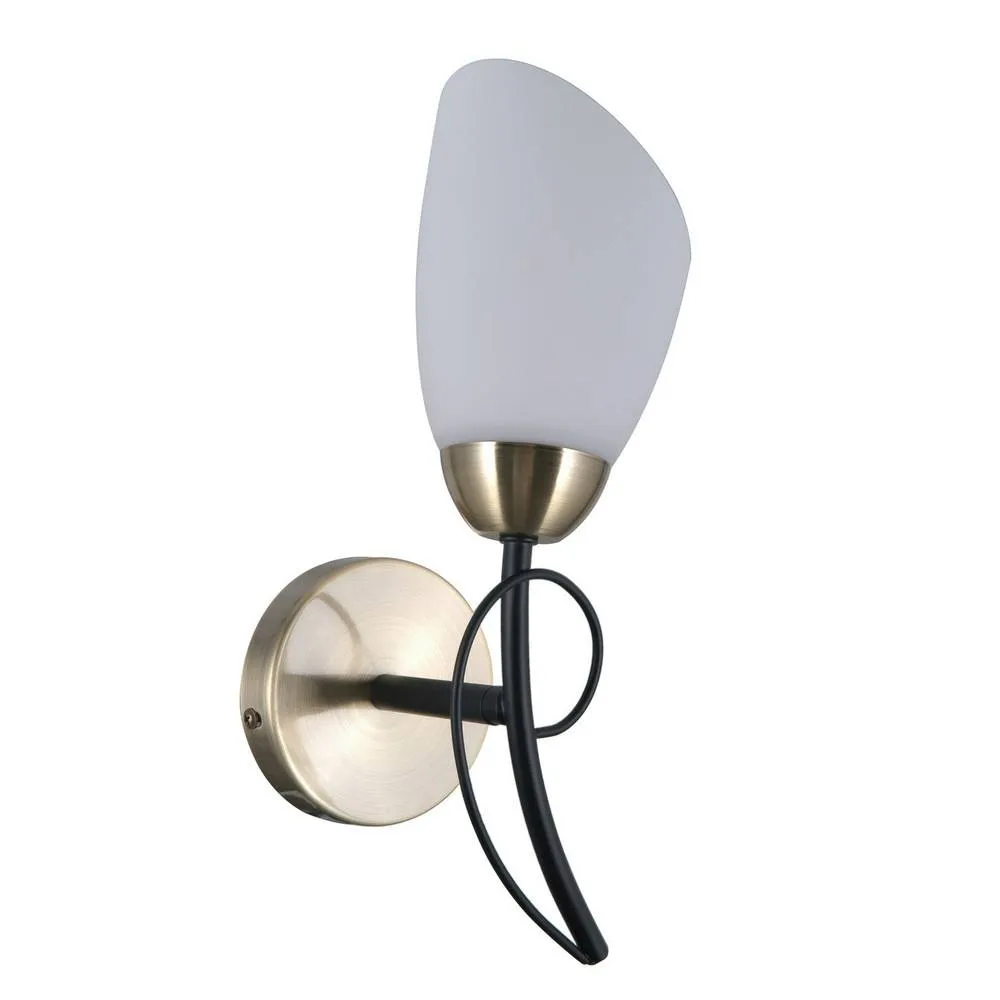 Netlighting Stylized Wall Lamp Black Antique Bronze 1 Light with White Shade E27