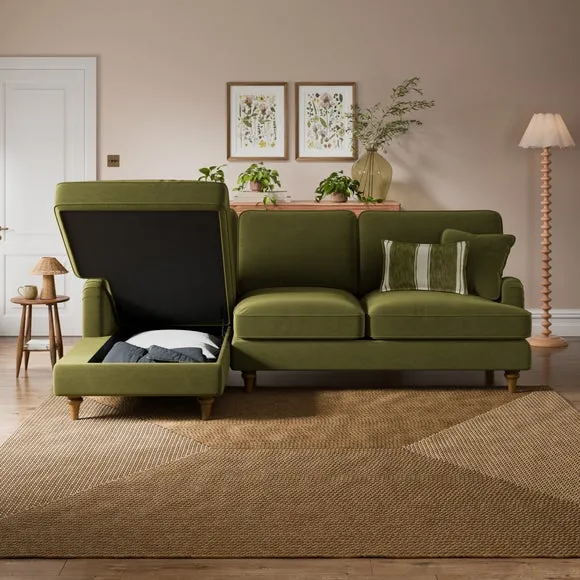 Beatrice II Velvet Corner Storage Sofa Bed 3