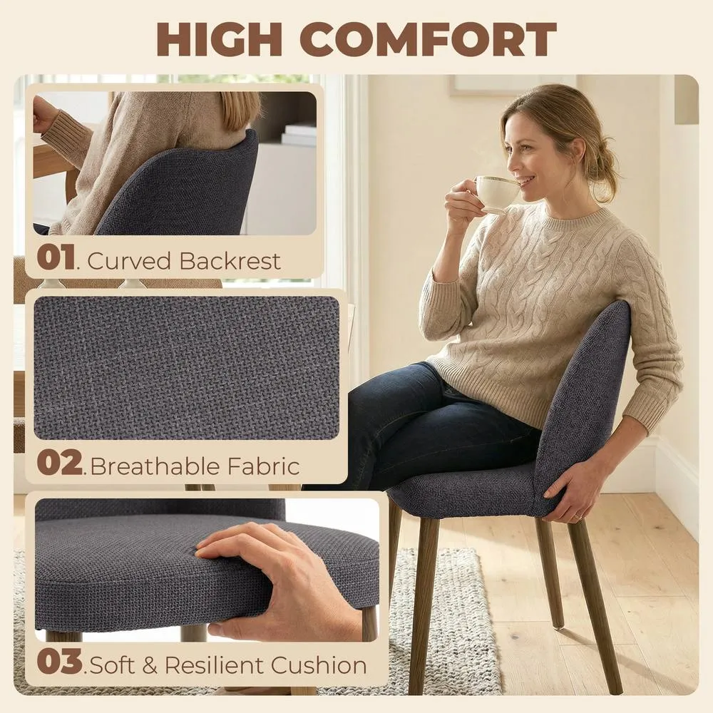 HOMCOM Dining Chairs Set of 2, Kitchen Chairs with Padded Seat, Curved Back in Dark Grey 6