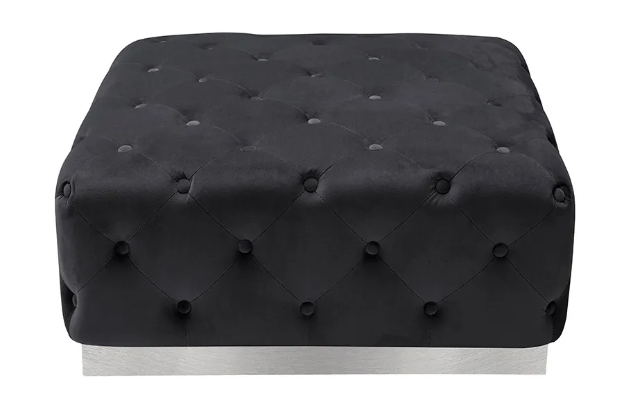 Senio Buttoned Ottoman Black