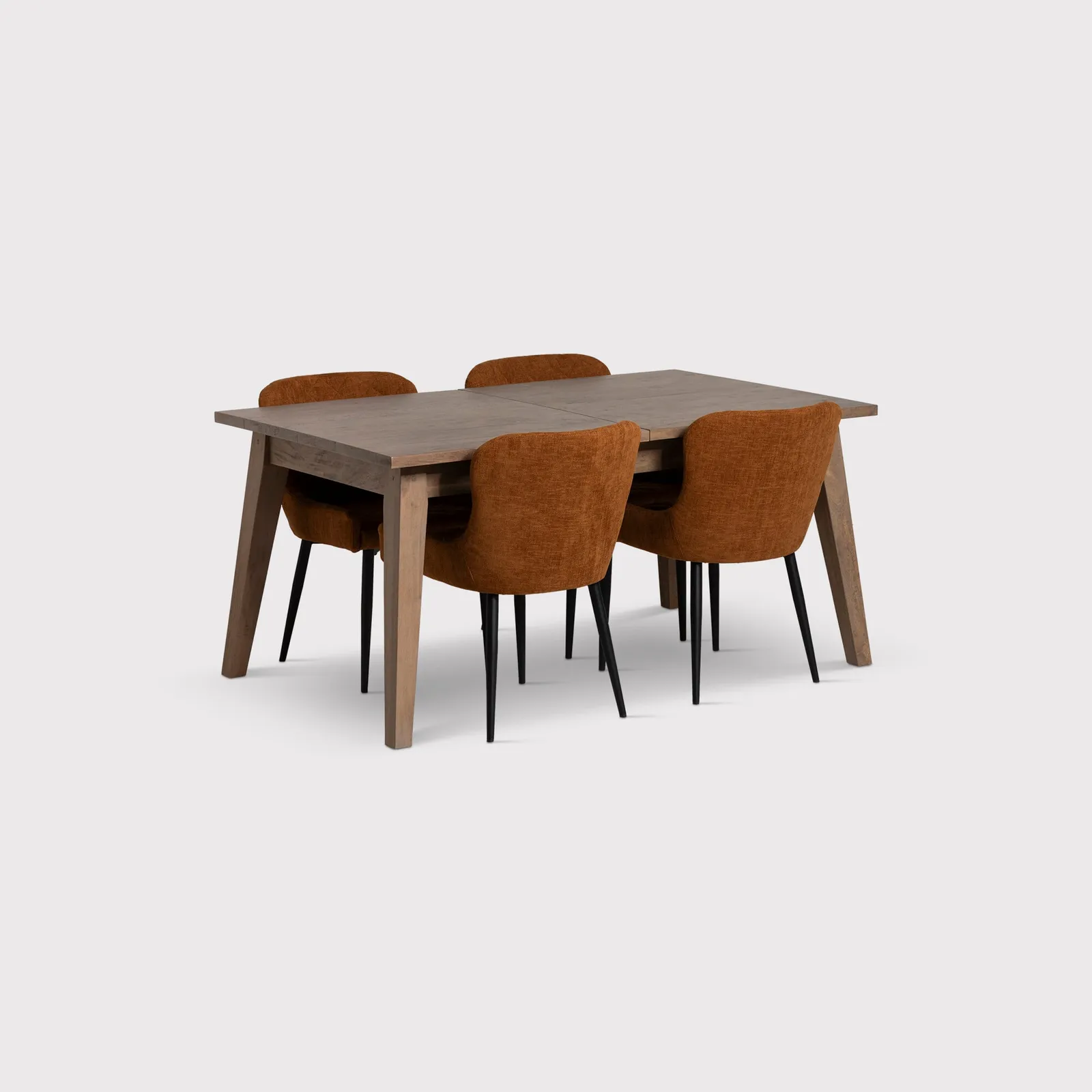 Hancock Ext 160-210cm Din Set with 4 Rivington, Grey Wood | Barker & Stonehouse