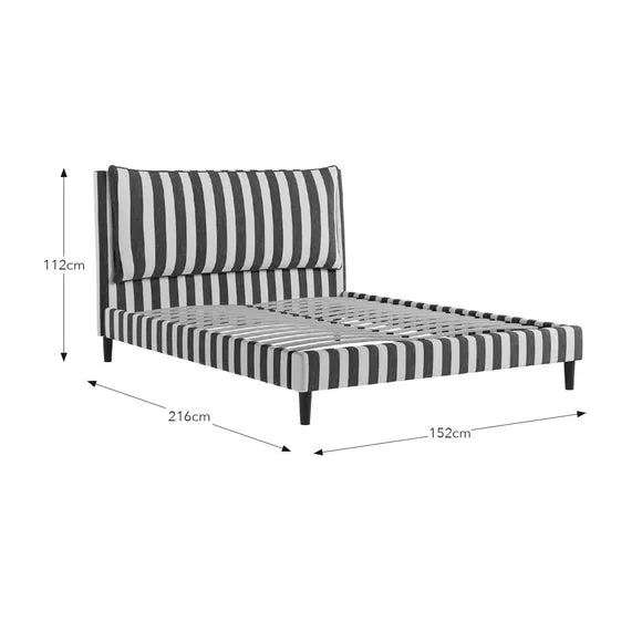 Skylar Woven Stripe Pillow Back Bed Frame 6