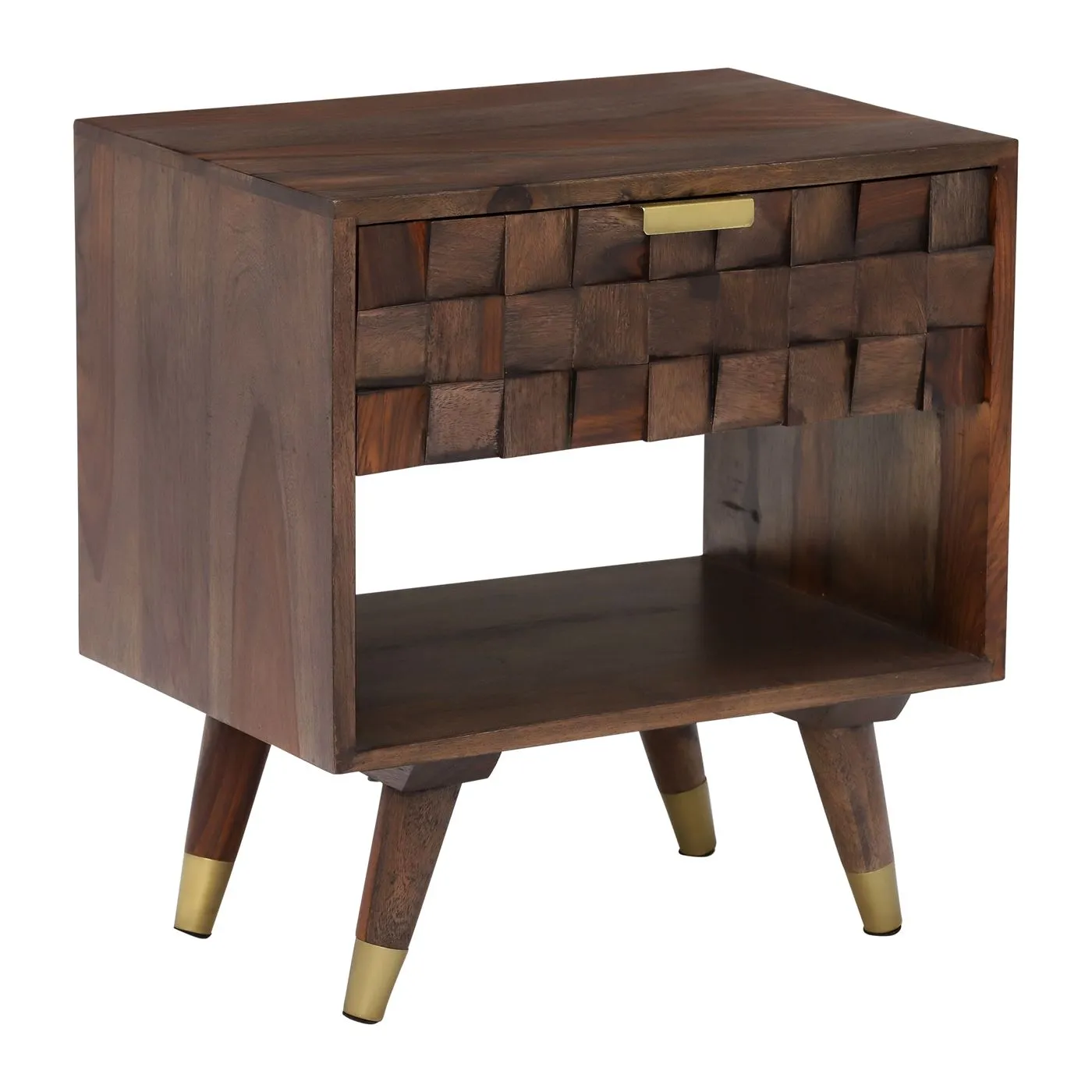 Kora 1 Drawer Side Table, Sheesham Wood