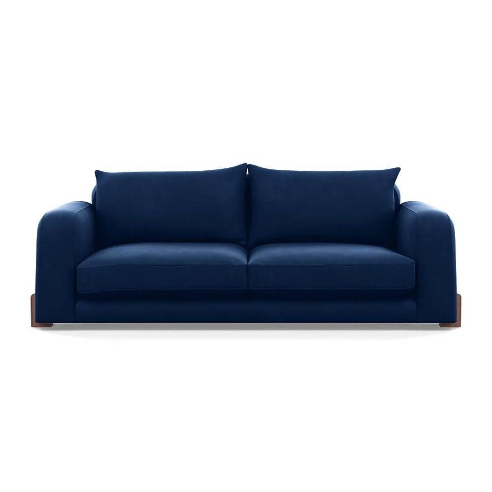 Heal's Nuvola 4 Seater Sofa Velvet Midnight Walnut Stained Feet 1