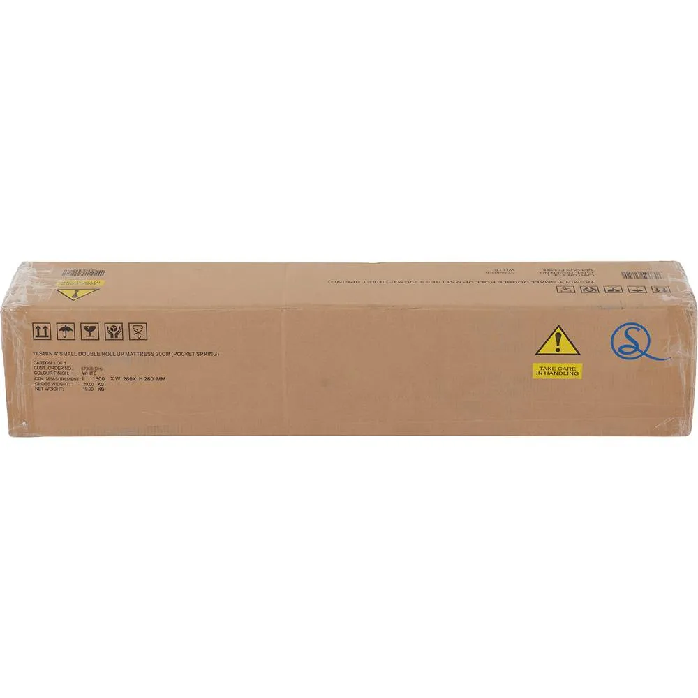 Seconique Yasmin 4' Small Double Roll-Up Mattress 20cm (Pocket Spring) in White 3