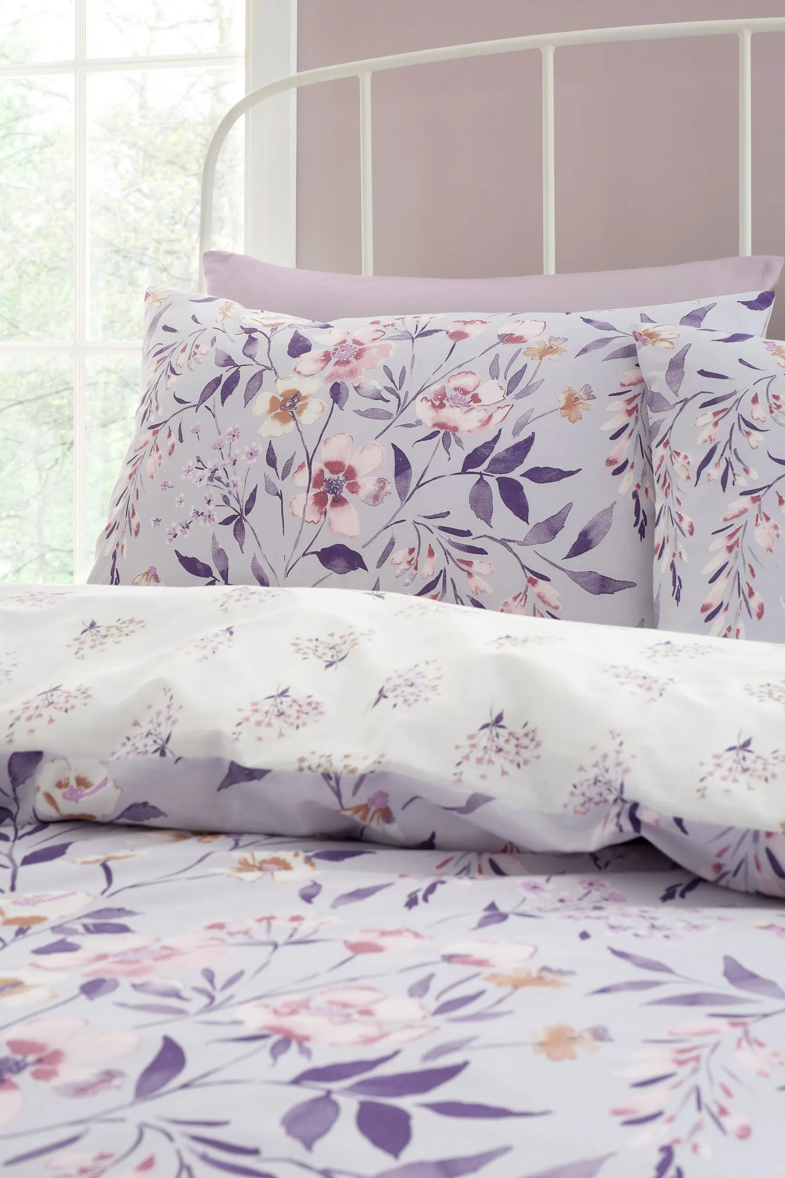Catherine Lansfield Isadora Floral Reversible Duvet Cover Set in Lilac 3