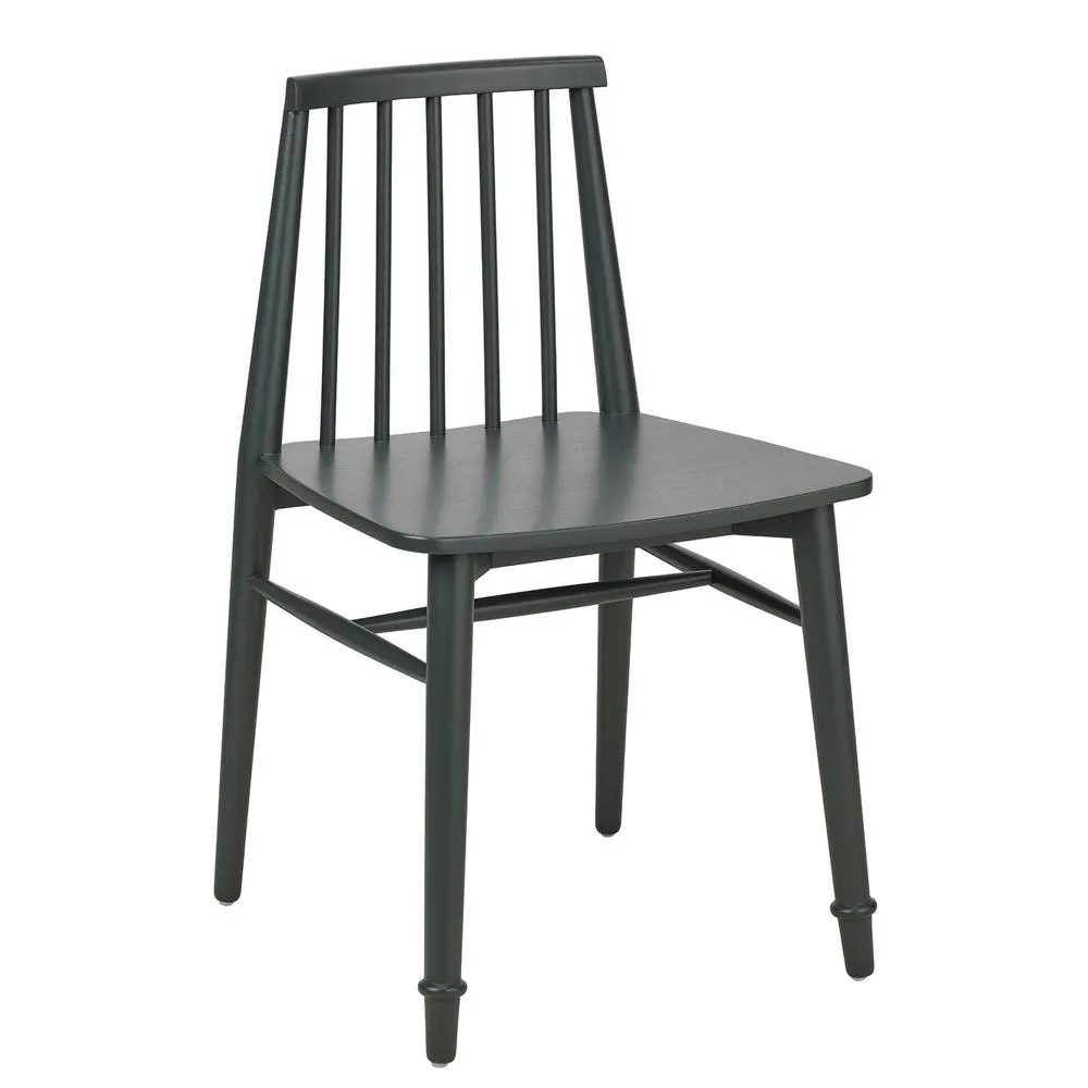 Statement Furniture Queensbury Wooden Dining Chair with Slatted Back in Bottle Green