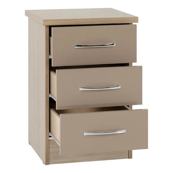 Return - Nevada 3 Drawer Bedside Table, Oyster 3