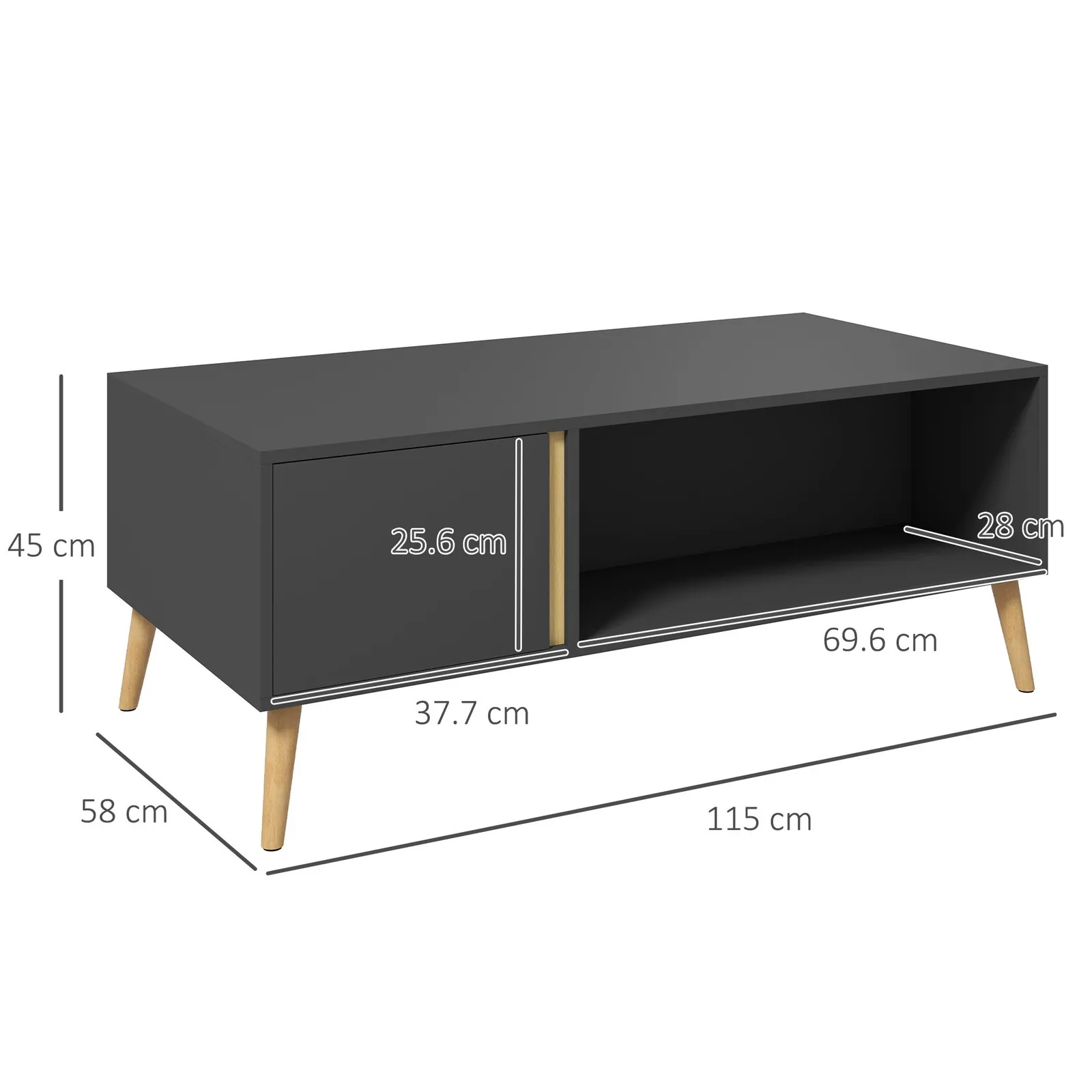 HOMCOM Coffee Table for Living Room Centre Table with Storage Compartments in Grey 3