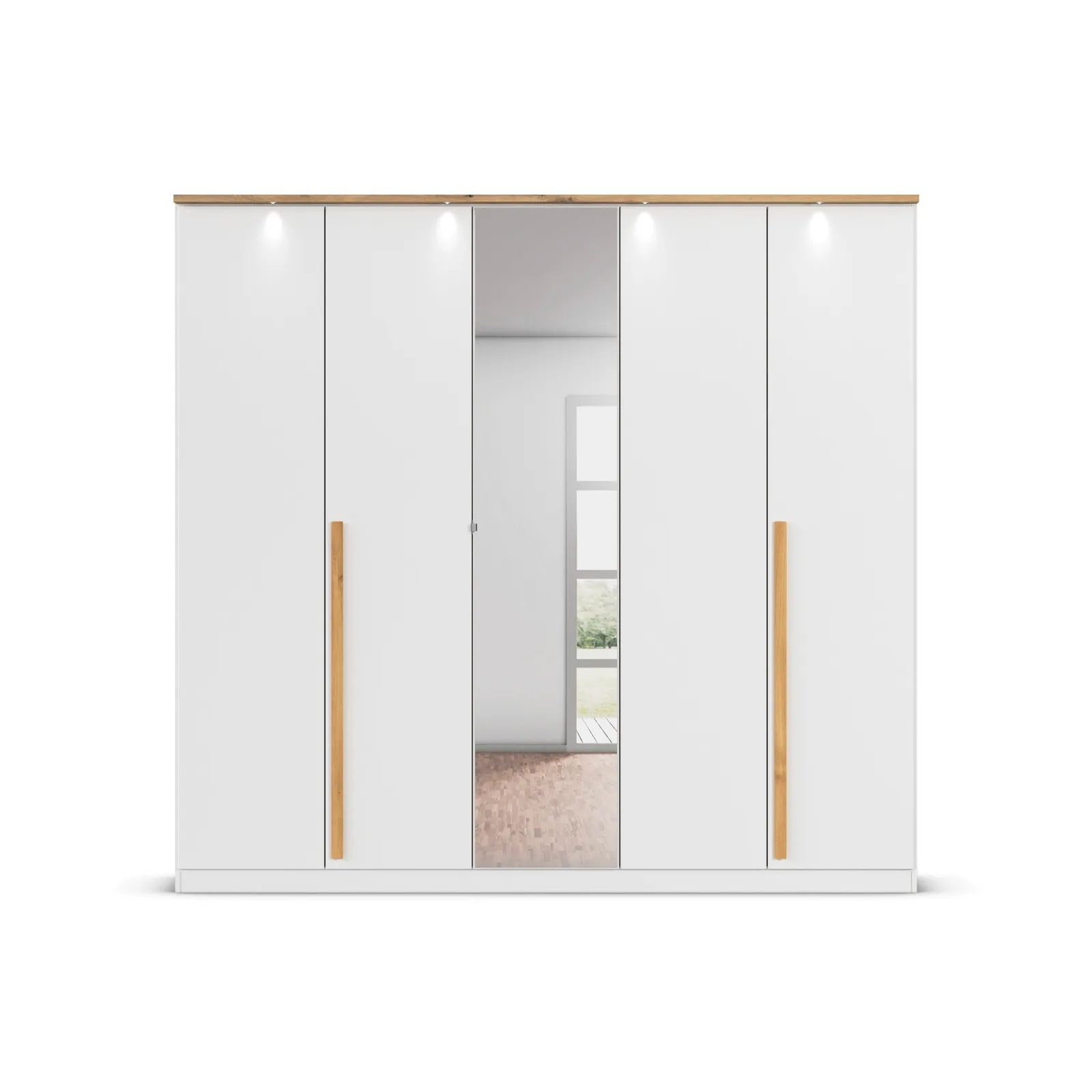 Laika 5 Door Hinged Wardrobe 226X212Cm 1 Mirror Door Wood | Barker & Stonehouse 3