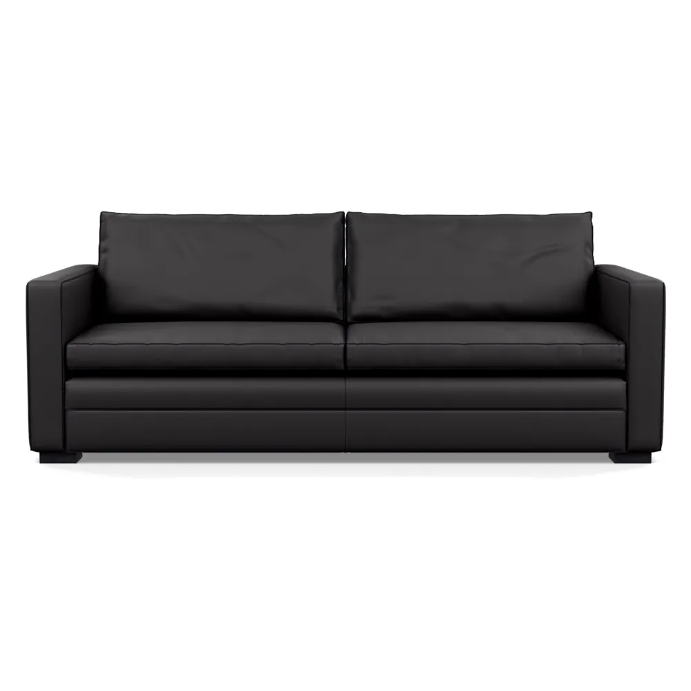 Heal's Palermo 4 Seater Sofa Leather Grain Graphite 063 Black Feet 1