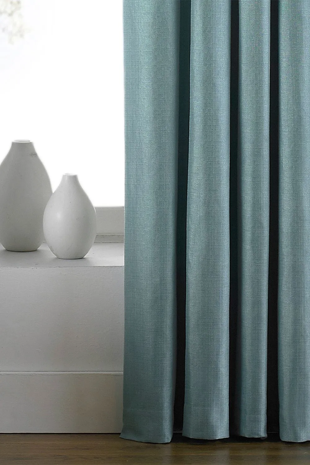 Paoletti Atlantic Twill Woven Eyelet Curtains in Duck Egg Blue 3