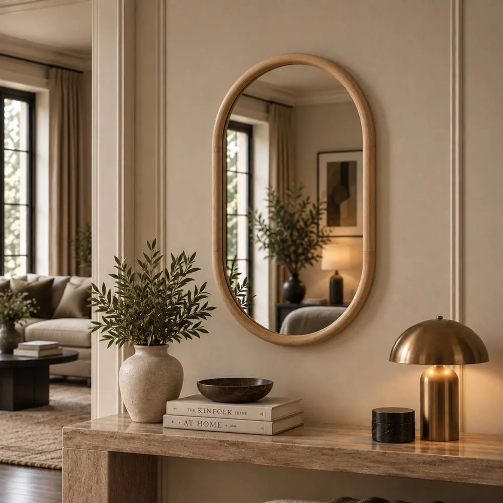 Yearn Mirrors Quebec Solid Oak Oval Wall Mirror in Light Oak 4