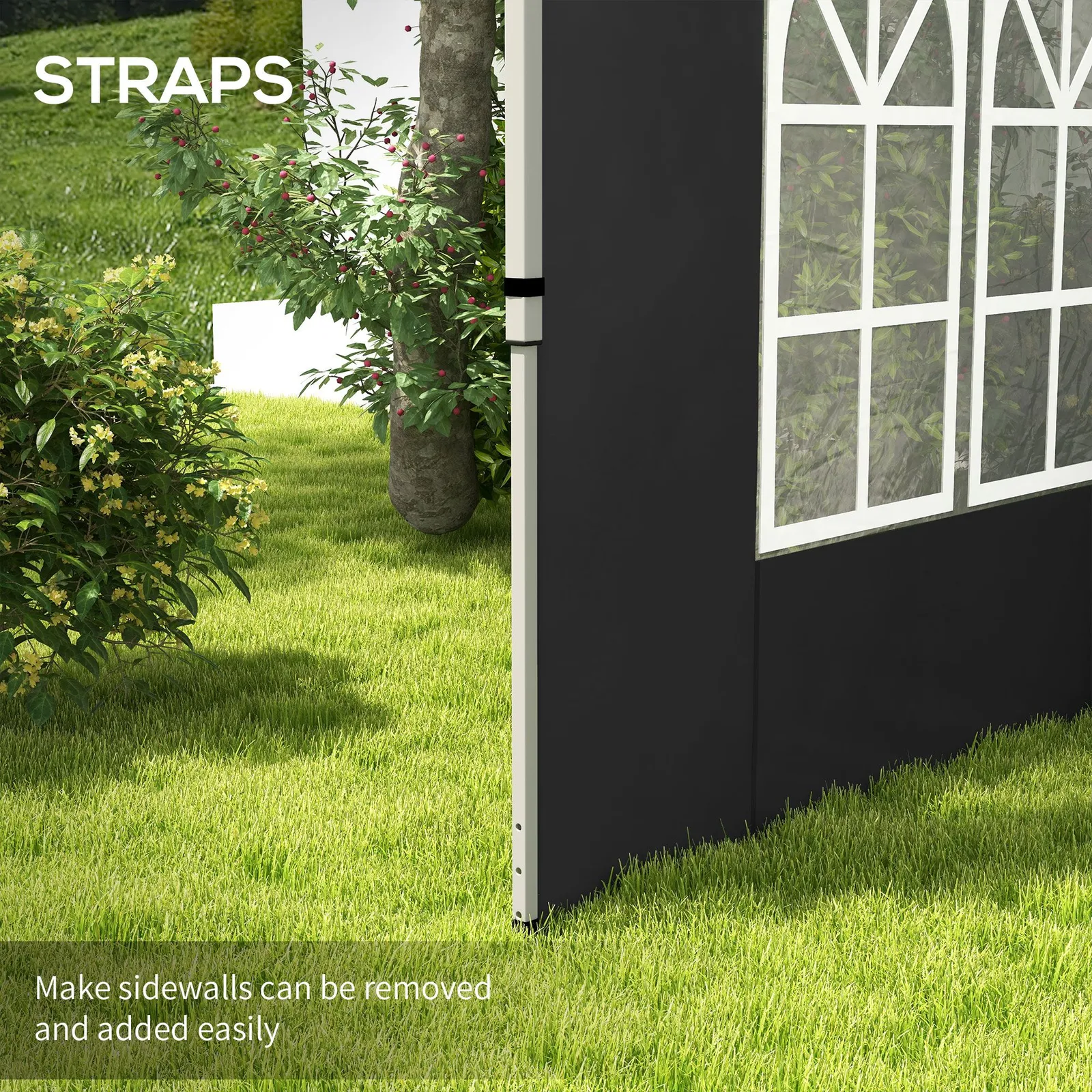OUTSUNNY Gazebo Side Panels for 3x3(m) or 3x4m Pop Up Gazebo, 2 Pack in Black 5