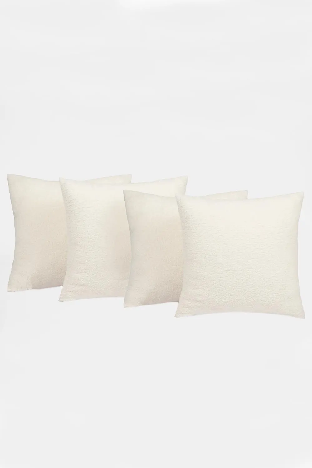 OHS 4 Pack of Boucle Teddy Fleece Cushion Covers in Cream