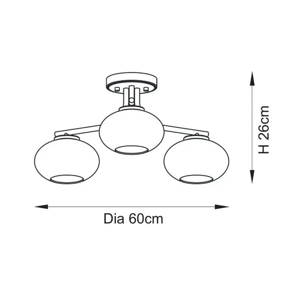 Vogue Jarred 3 Light Semi Flush Ceiling Light 6