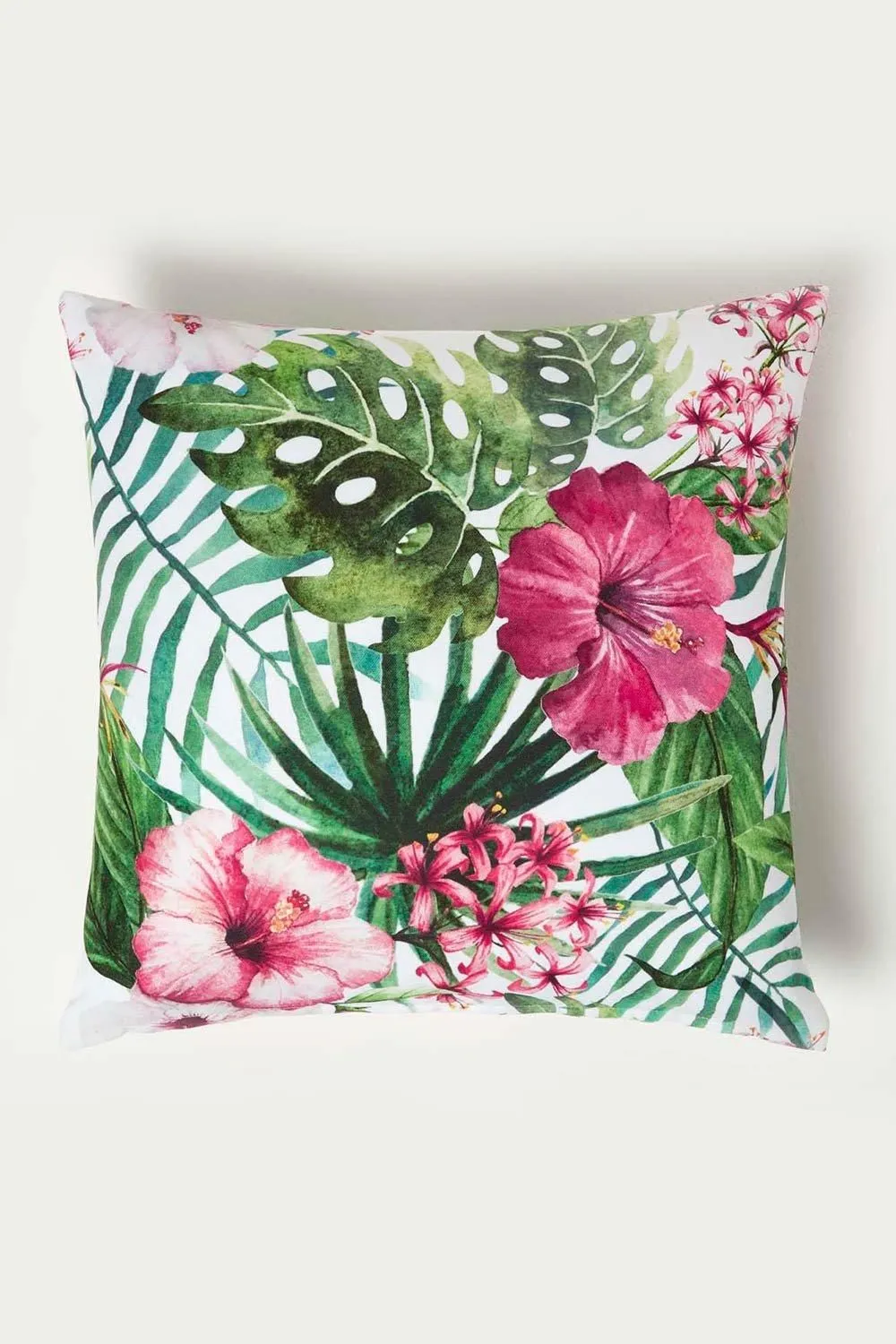 Homescapes Luxury Waterproof Botanical Flower Outdoor Cushion 45 x 45 cm, Set of 2 in Green 4