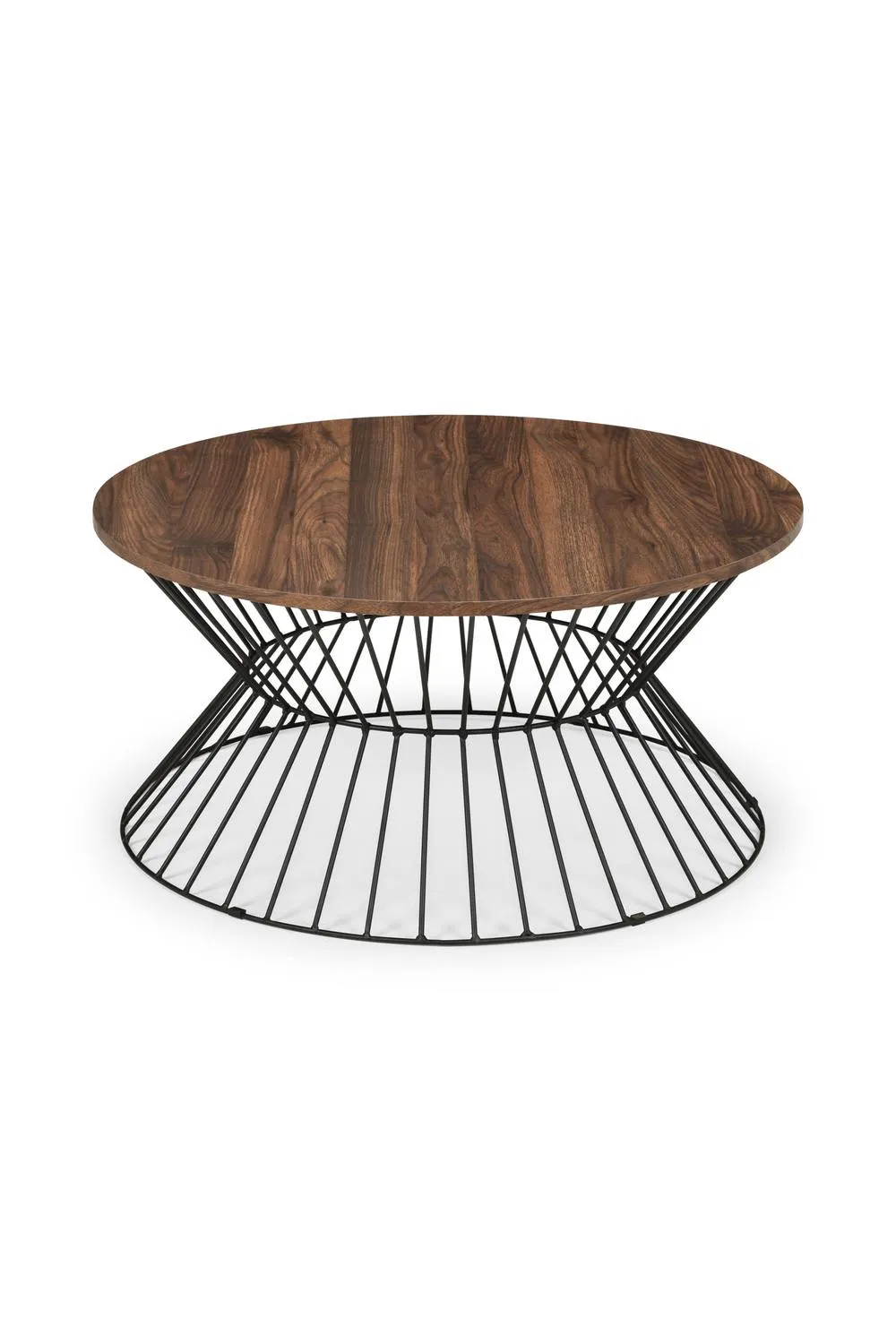 Julian Bowen Jersey Round Coffee Table with Wire Base in Walnut 2