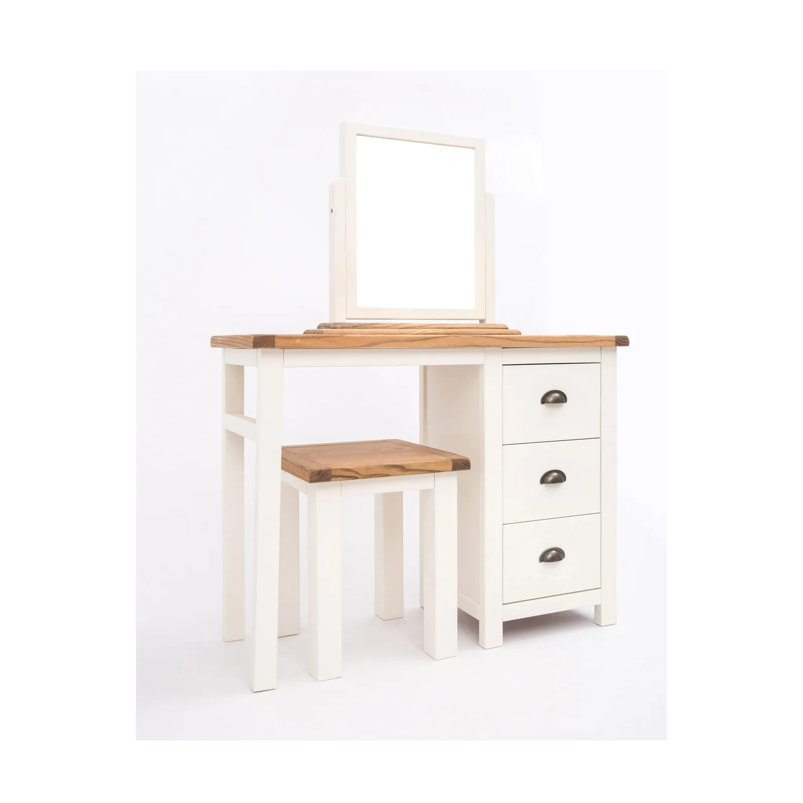 Cabinet Bits Lovere 3 Drawer Dressing Table Set Brass Cup Handle in Off-White 2