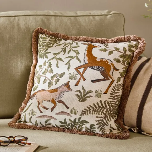 Wylder Nature Fable Fox & Deer Cotton Square Cushion