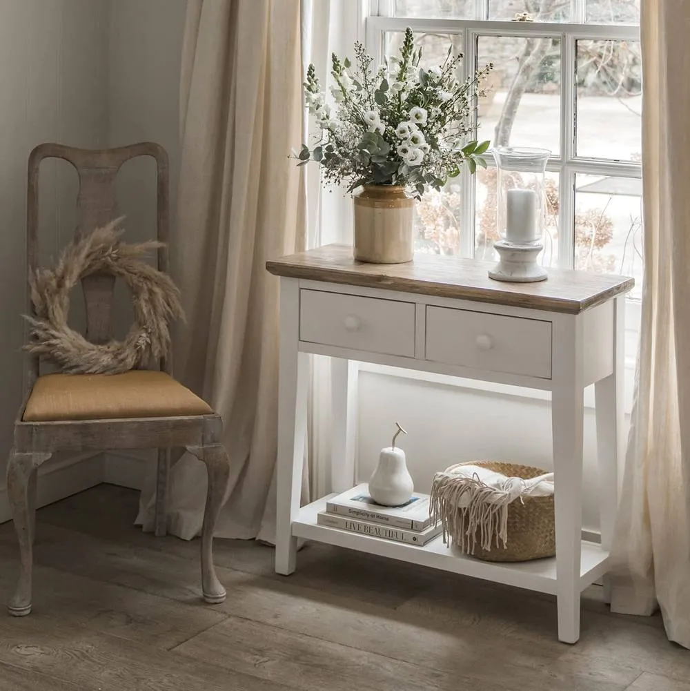 Statement Furniture Florence Console Table with 2 Drawers in White 3