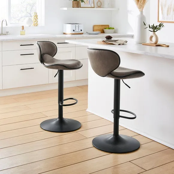Donte Adjustable Height Swivel Bar Stool, Faux Leather 1