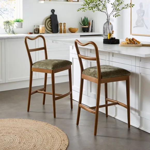 Betsie Counter Height Barstool, Olive Chenille 2