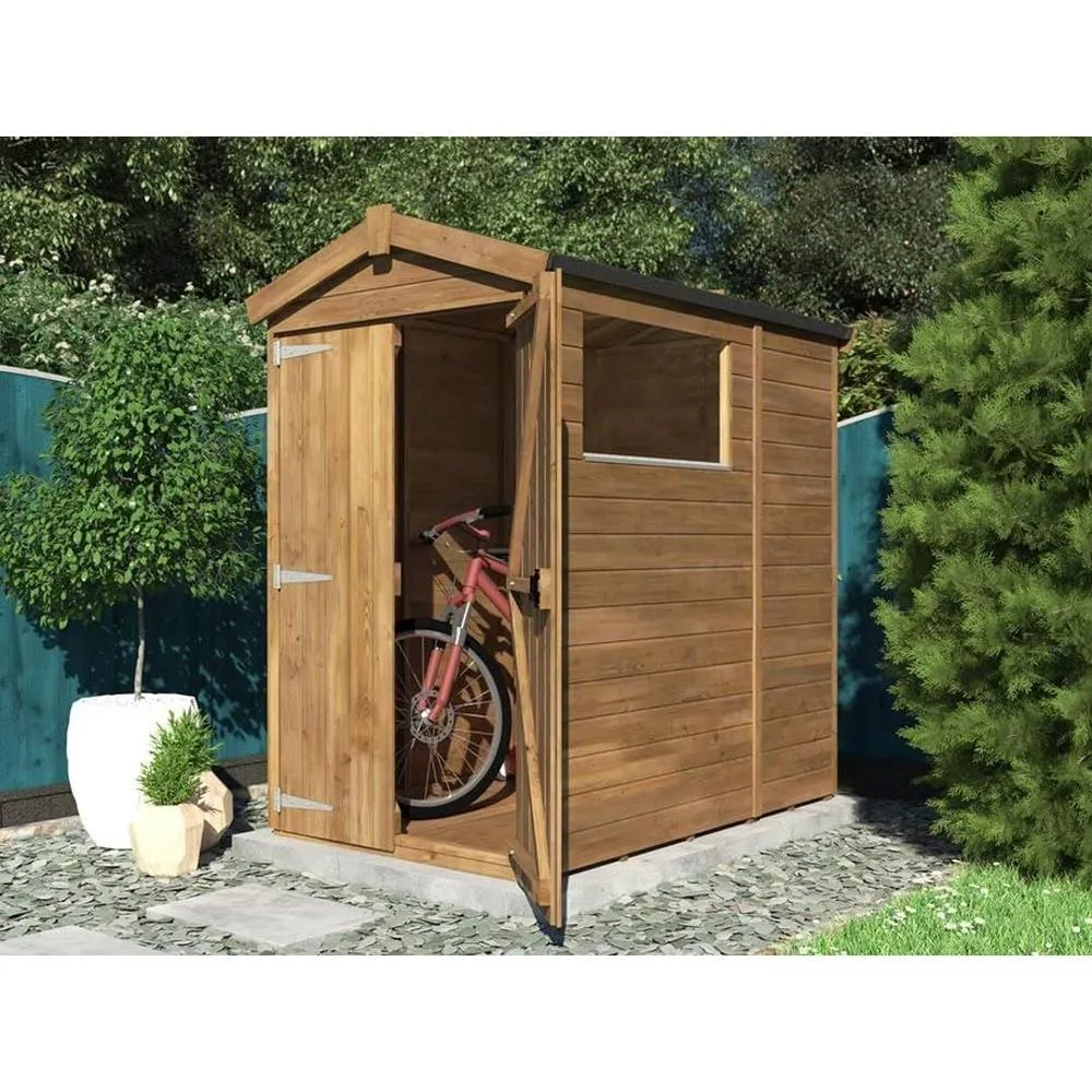 Dunster House Garden Shed 1.2 x 1.8m (4' x 6') 12mm Apex Window - Overlord Modular in Brown 3