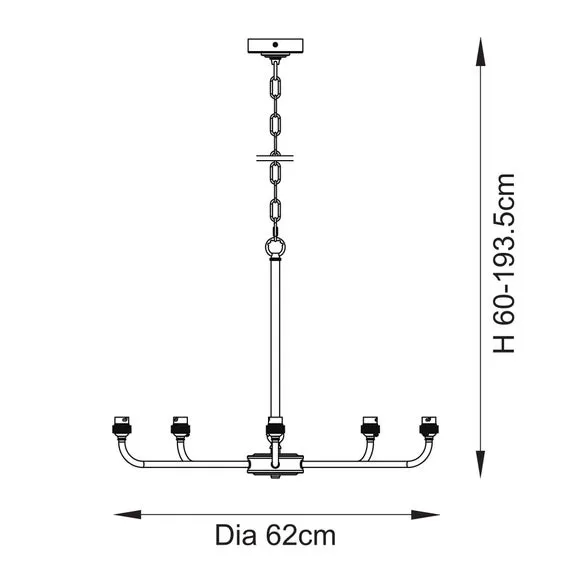 Vogue Leila 5 Light Adjustable Chandelier 6