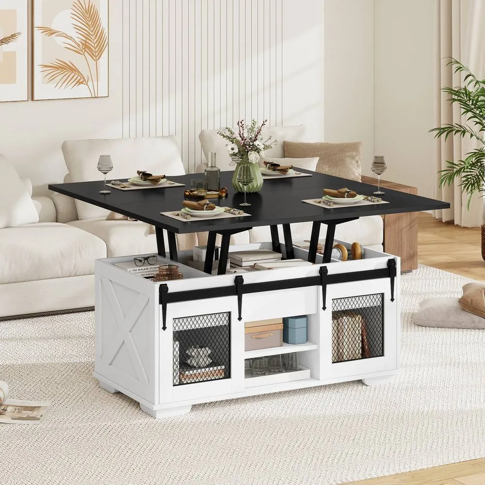 Costway Lift Top Coffee Table 105CM Farmhouse Center Table 5