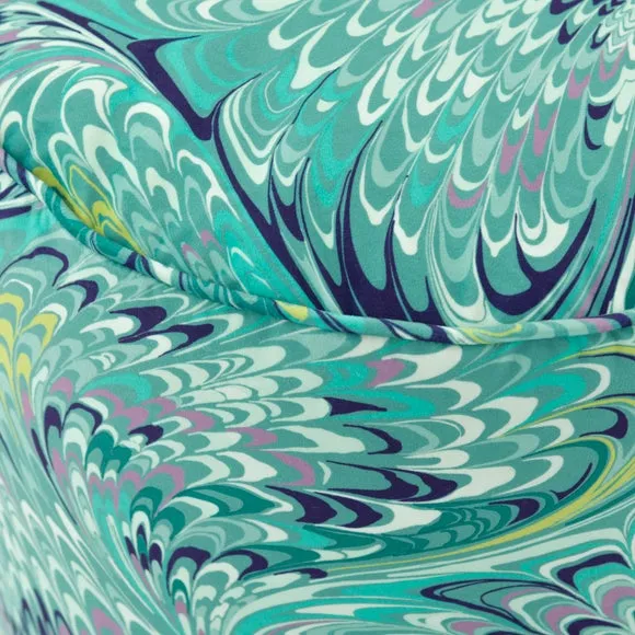 Feather Marble Teal Pouffe 2