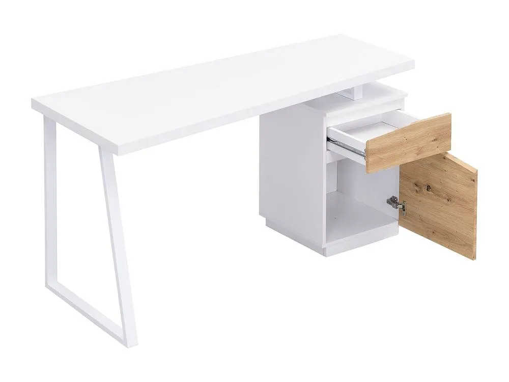 Vente-unique 1 Drawer & 1 Door Desk - MDF & Steel - Colours: Natural & White in Light Oak 6