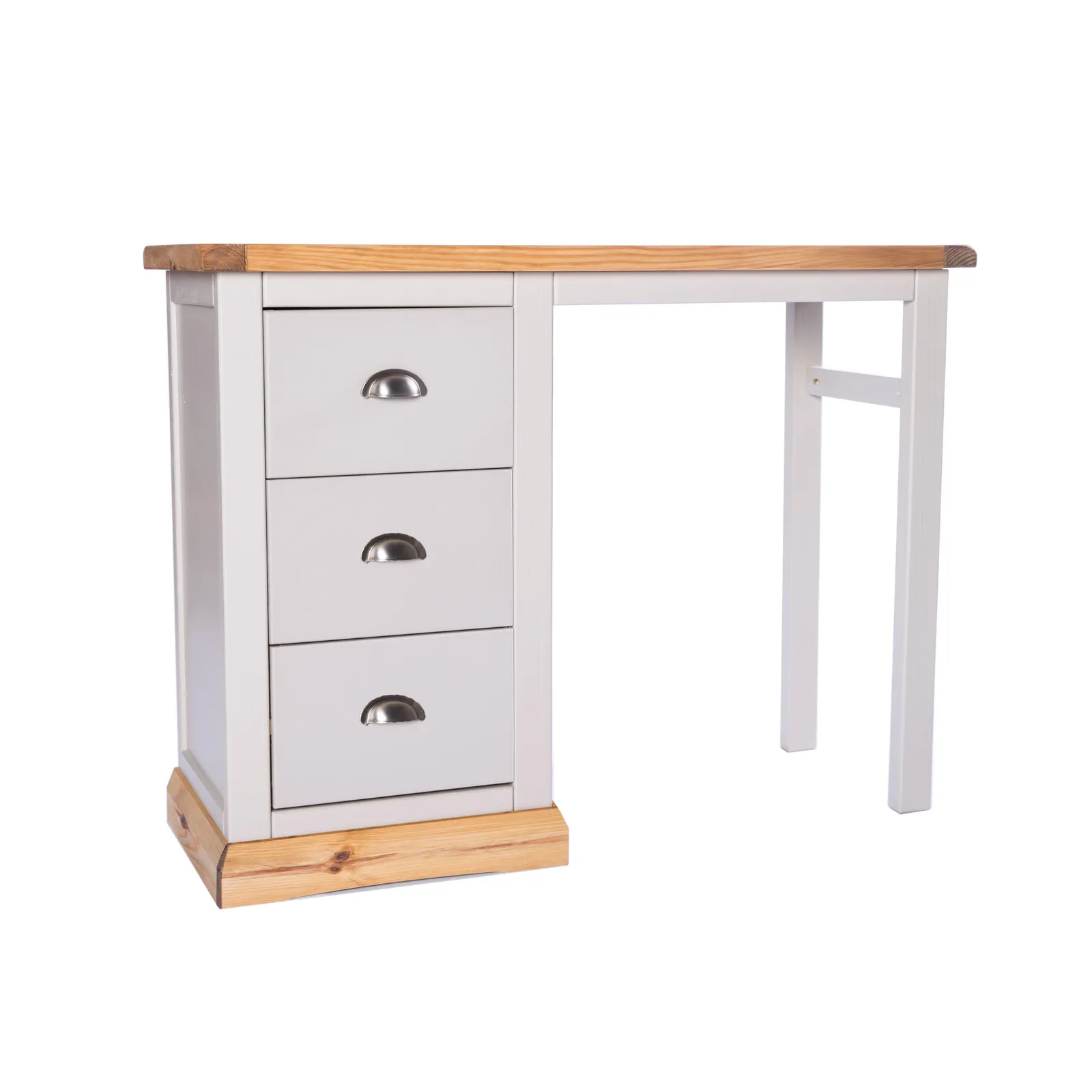Cabinet Bits Bomporto 3 Drawer Dressing Table Set Chrome Cup Handle in Light Grey 2