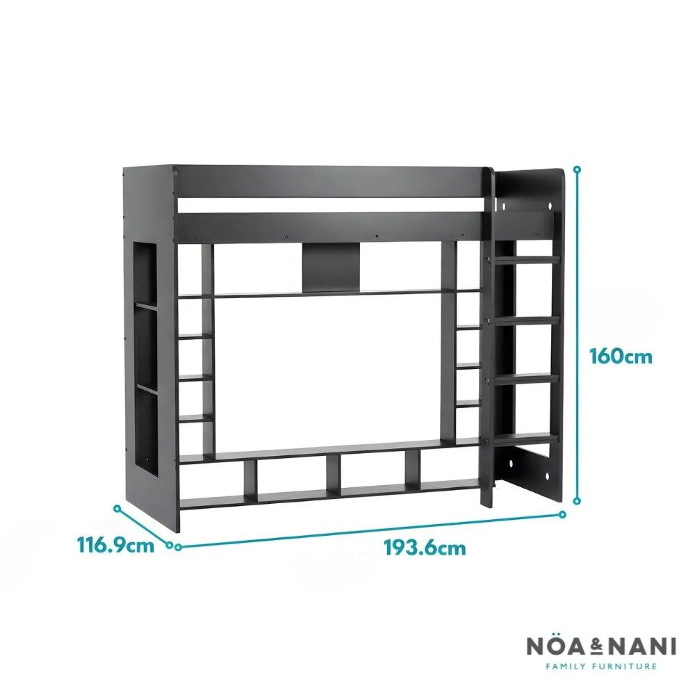Nöa and Nani Leo High Sleeper Cabin Bed Gaming Den with Storage in Black 6